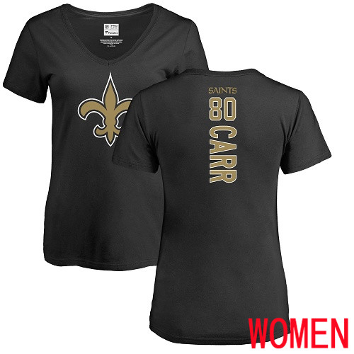 New Orleans Saints Black Women Austin Carr Backer Slim Fit NFL Football #80 T Shirt